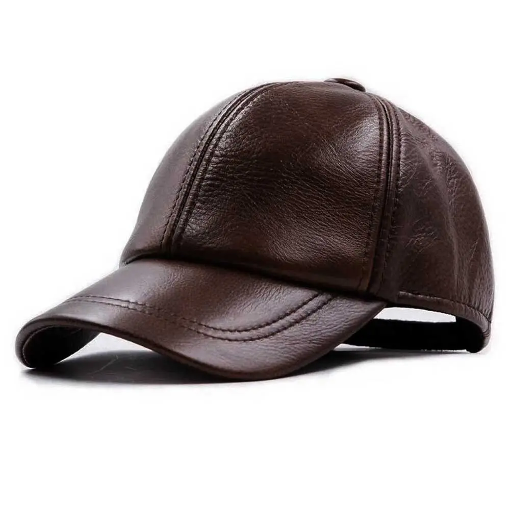 کلاه کپ چرم قهوه ای