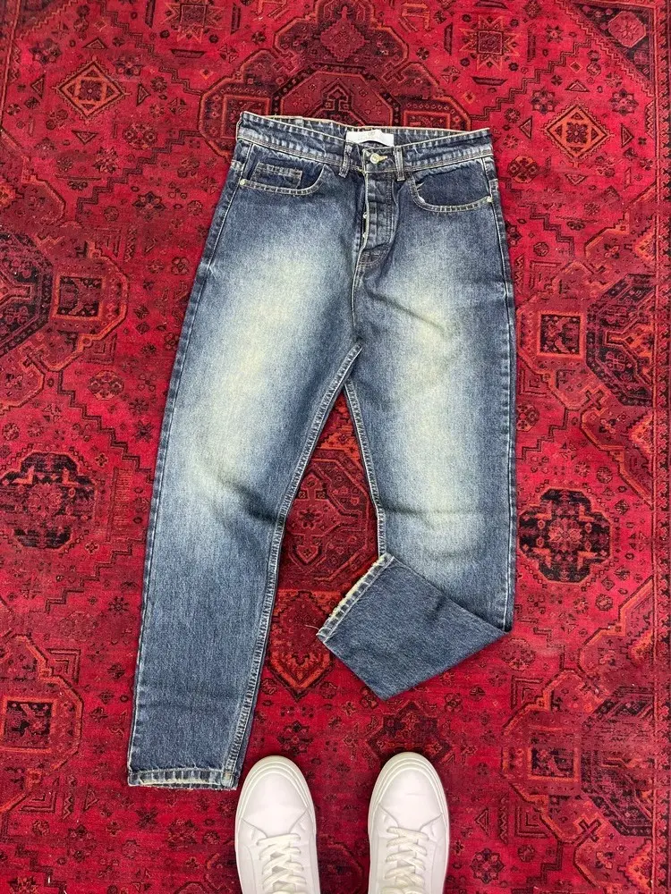 شلوار جین مام فیت ابی تیره 213